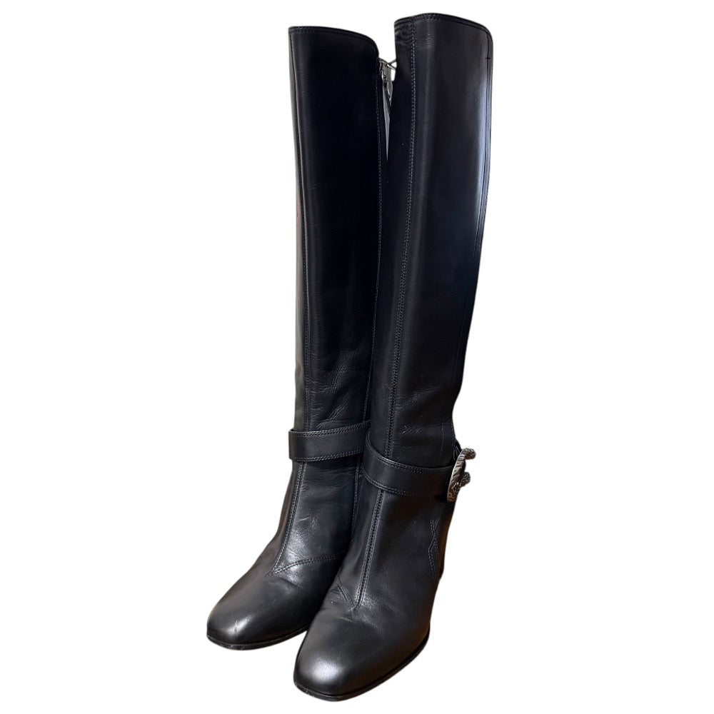 Gucci Tiger Head Leather Long Boots