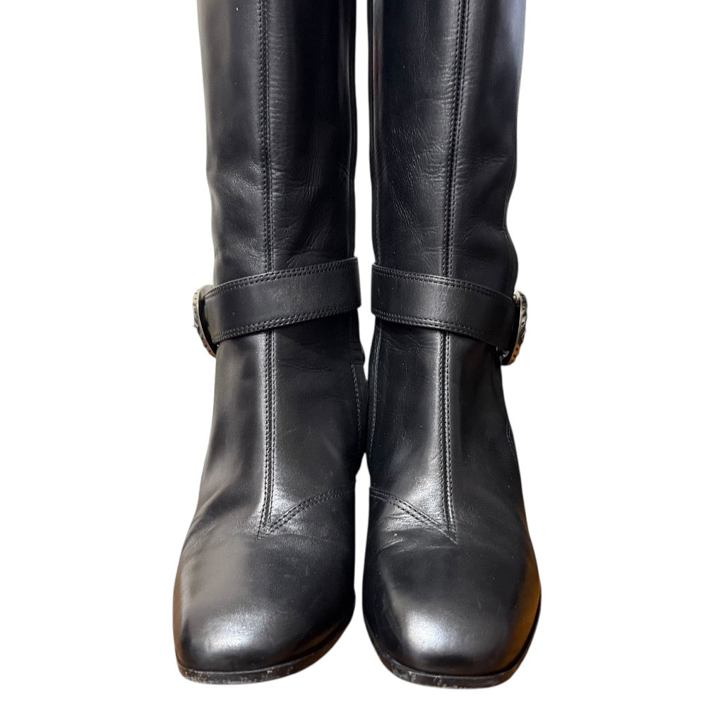 Gucci Tiger Head Leather Long Boots