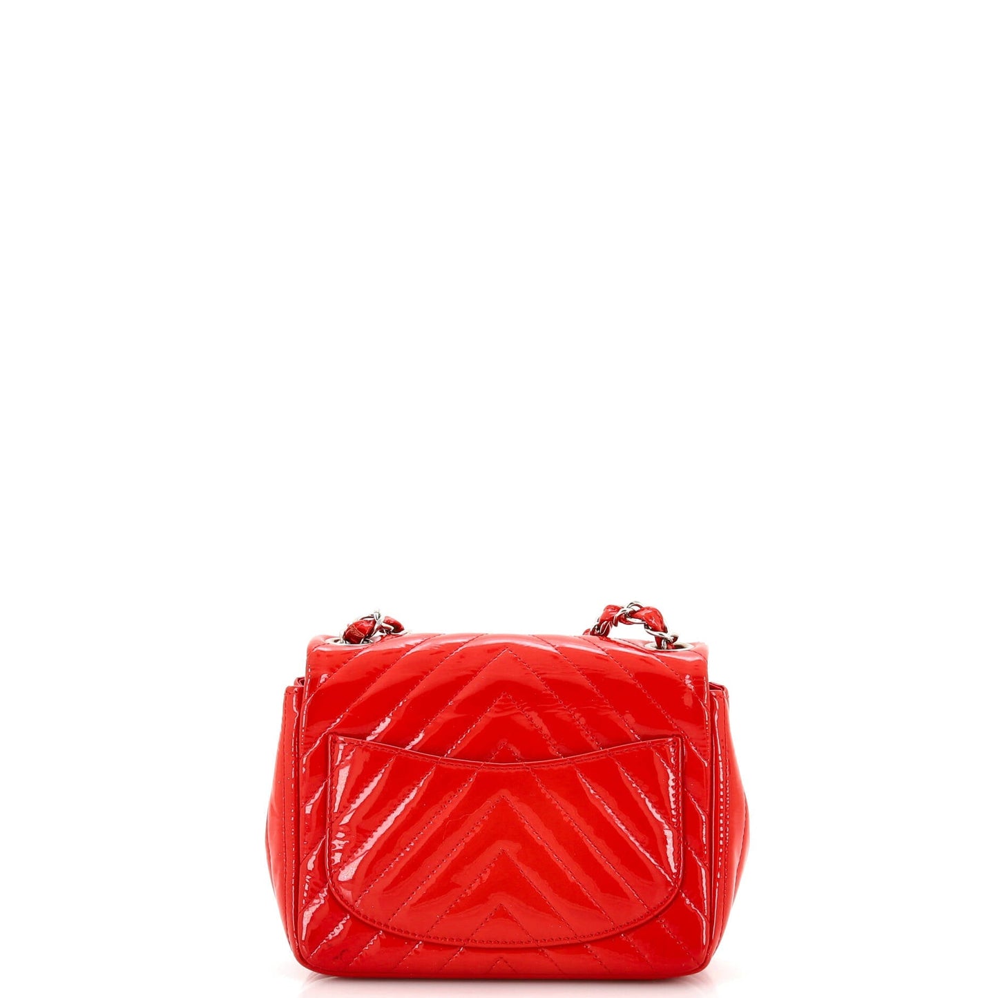 Square Classic Single Flap Bag Chevron Patent Mini