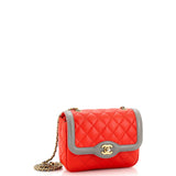 Two Tone Flap Bag Quilted Lambskin Mini