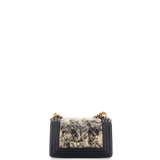 Boy Flap Bag Quilted Metallic Crumpled Goatskin Small