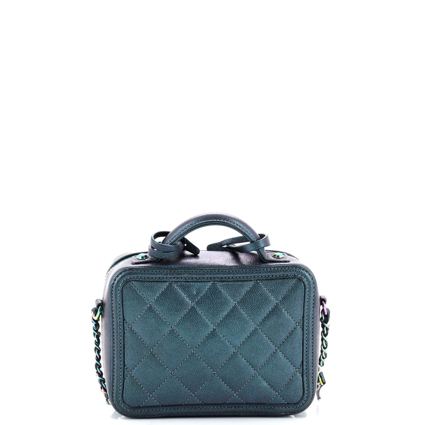 Filigree Vanity Case Quilted Iridescent Caviar Small