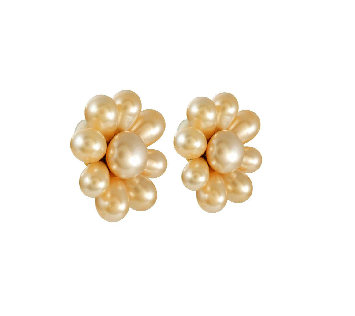 Chanel bag Faux Pearl Flower Earrings