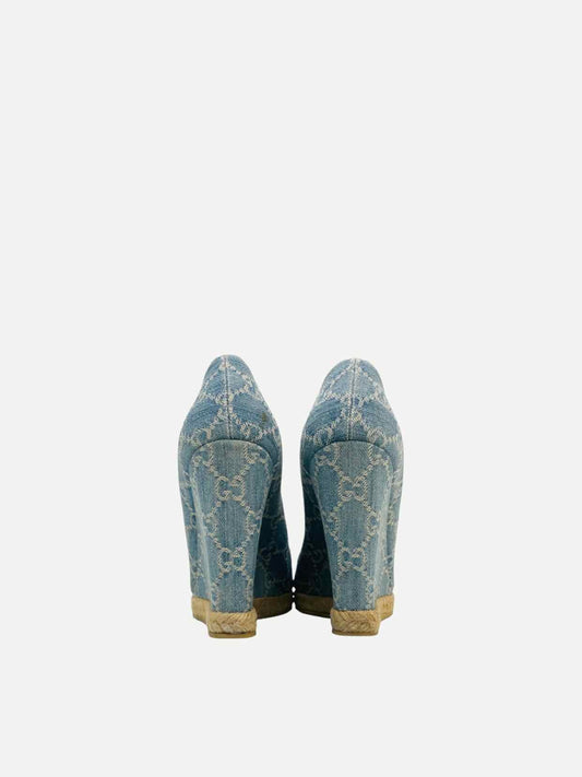 GUCCI Charlotte Horsebit Blue GG Size EU 40.5 Wedges