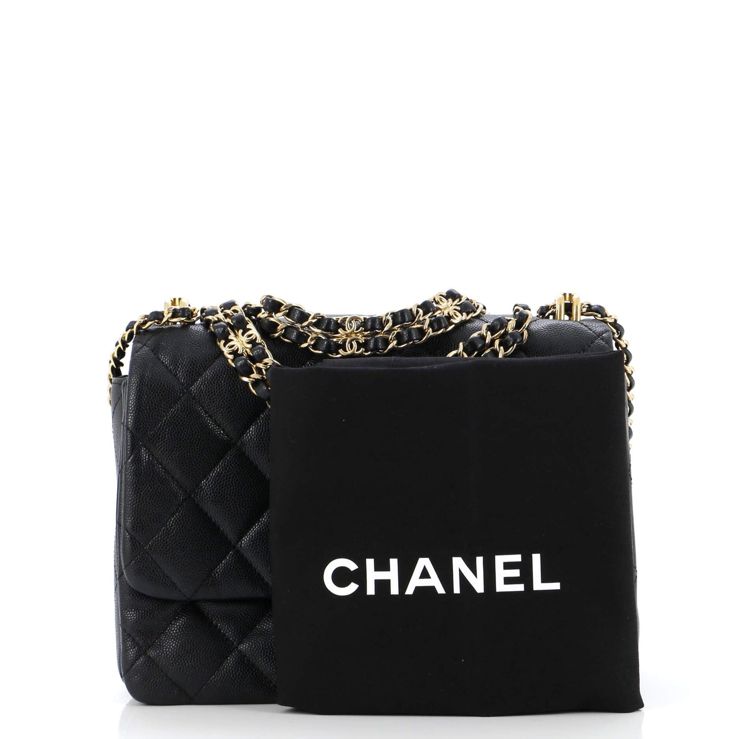 Coco First Flap Bag Quilted Caviar Small