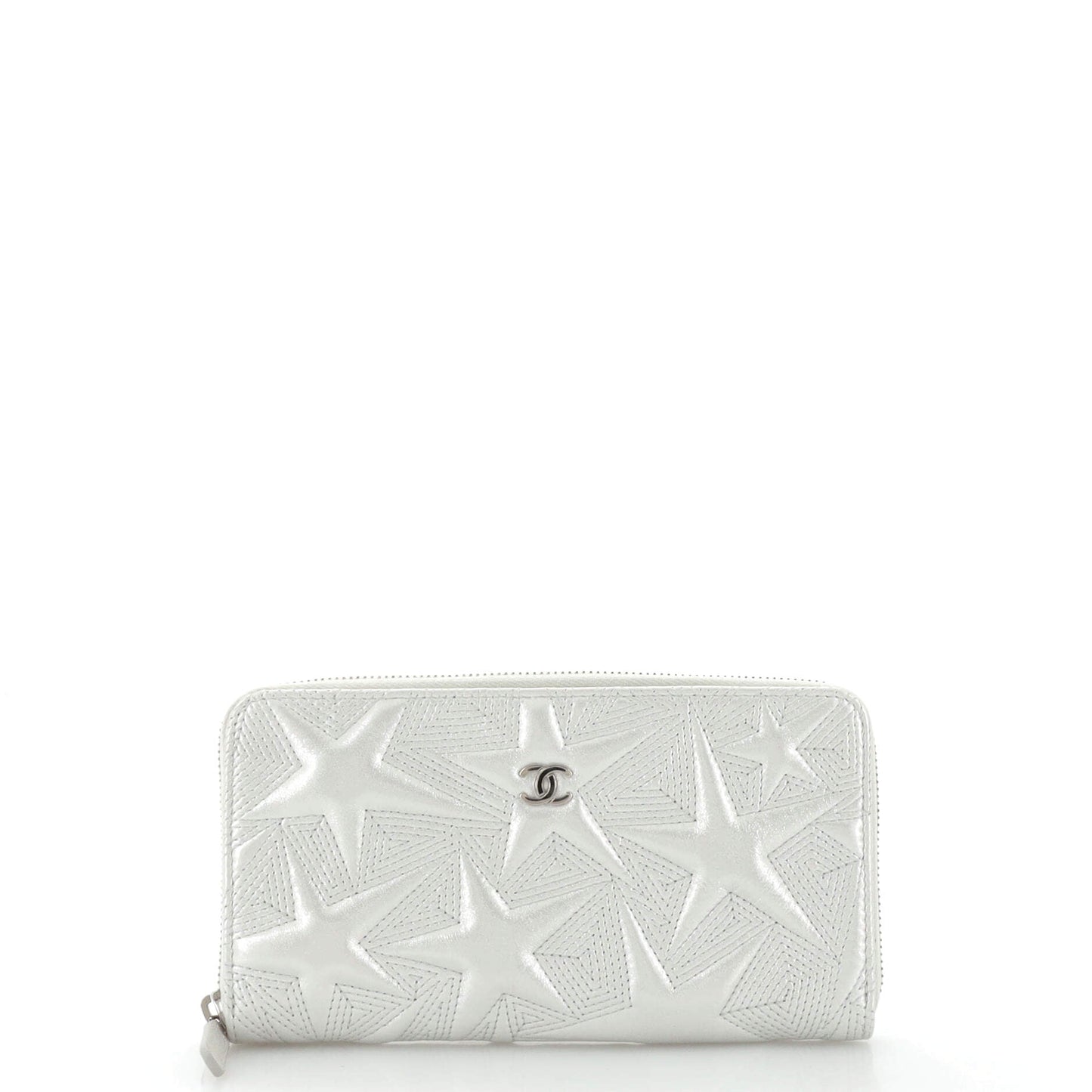 Zip Around Wallet Star Embossed Lambskin Long