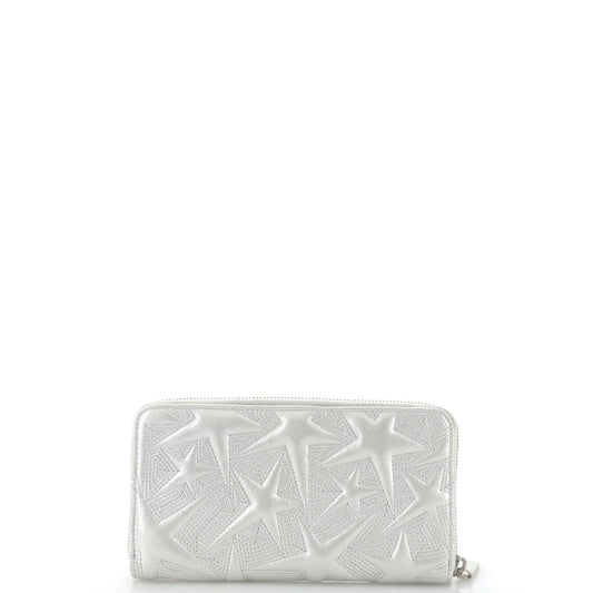 Zip Around Wallet Star Embossed Lambskin Long