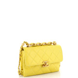 Chain Bar Top Handle Flap Bag Quilted Calfskin Mini