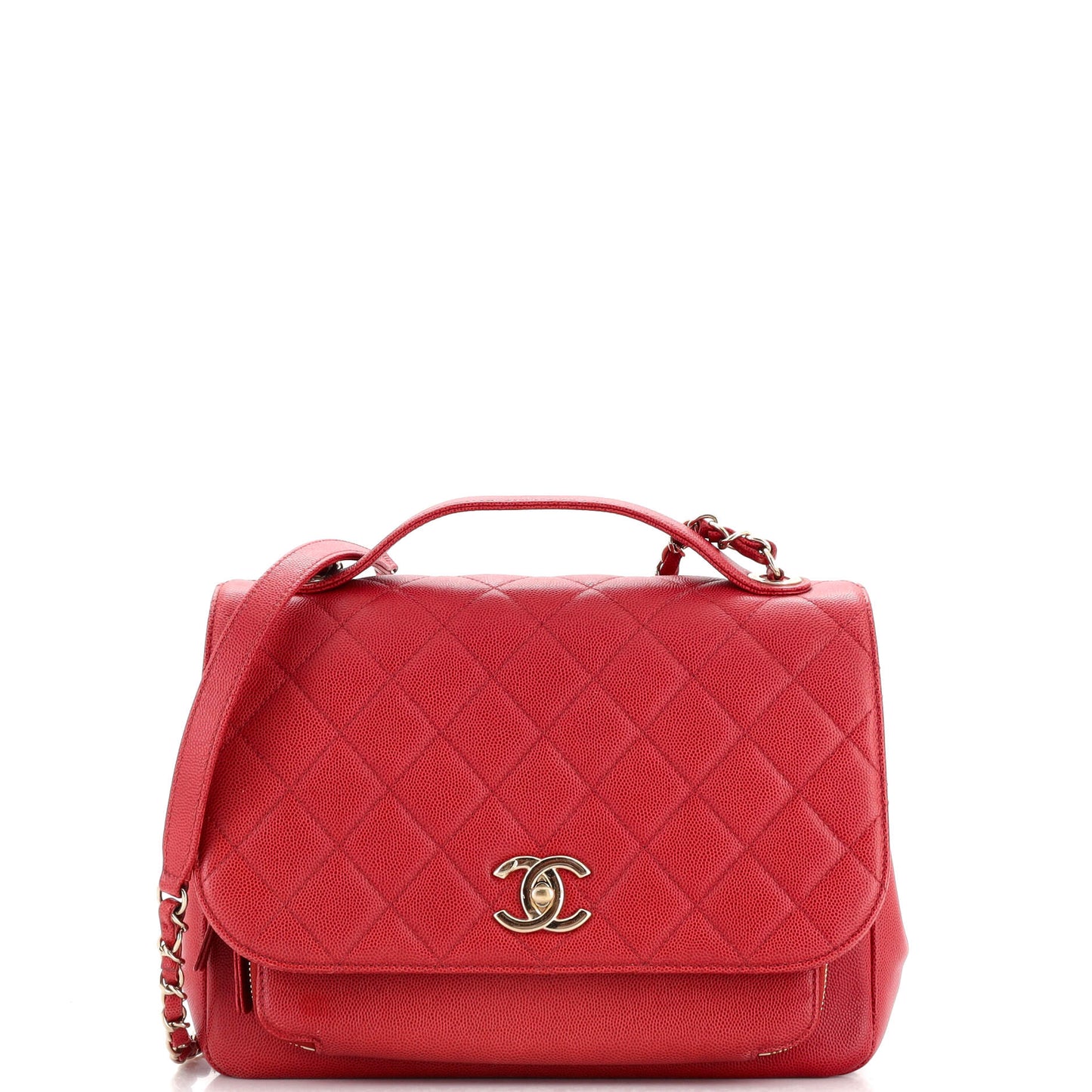 Business Affinity Flap Bag Quilted Caviar Large