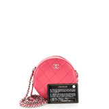 Round Clutch with Chain Quilted Lambskin Mini