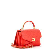 Gold Top Handle Bag Quilted Lambskin Small