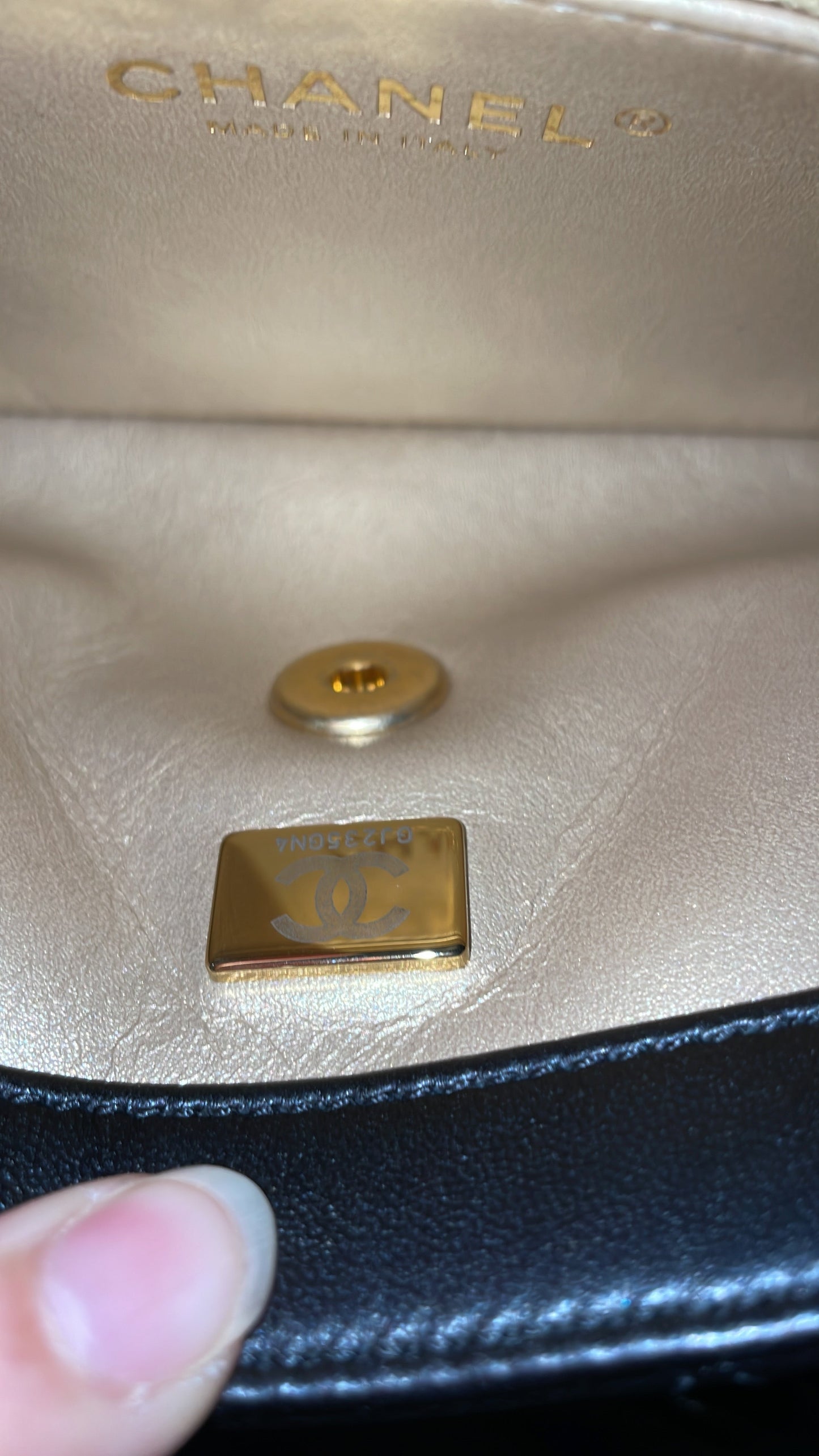 Crystal Logo Letters Chain Handle Flap Bag Quilted Lambskin Small