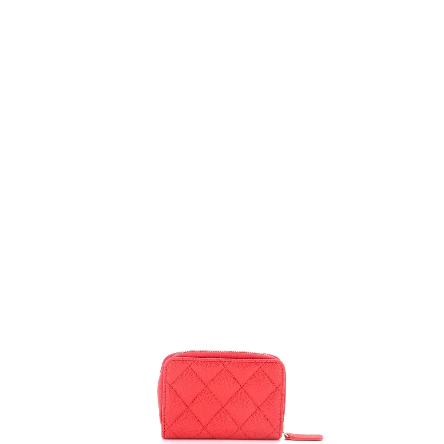 Textured CC Zip Coin Purse Quilted Caviar Small