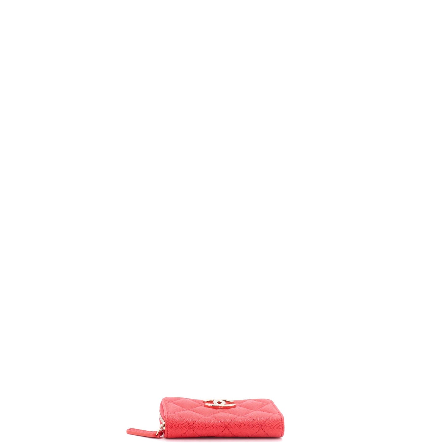 Textured CC Zip Coin Purse Quilted Caviar Small