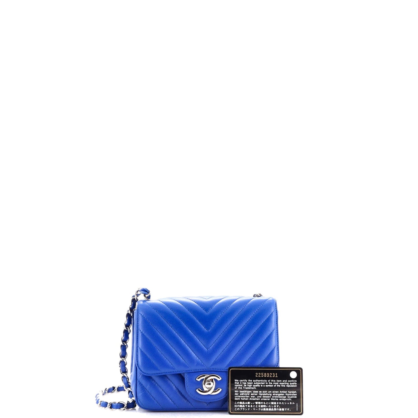 Square Classic Single Flap Bag Chevron Caviar Mini