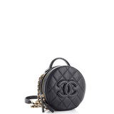 Round Vanity With Chain Quilted Caviar Small