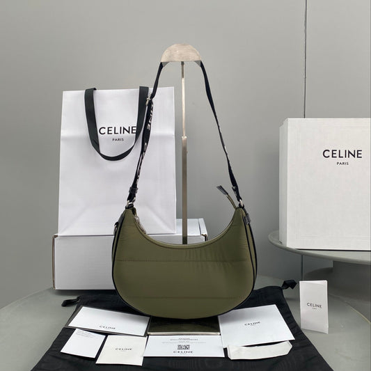 CE Medium Ava Bag With CE Strap In Quilted Nylon Khaki For Women 9in/23Amelia196972DLI.15KH