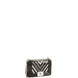 Boy Flap Bag Chevron Patent with Glitter PVC Small