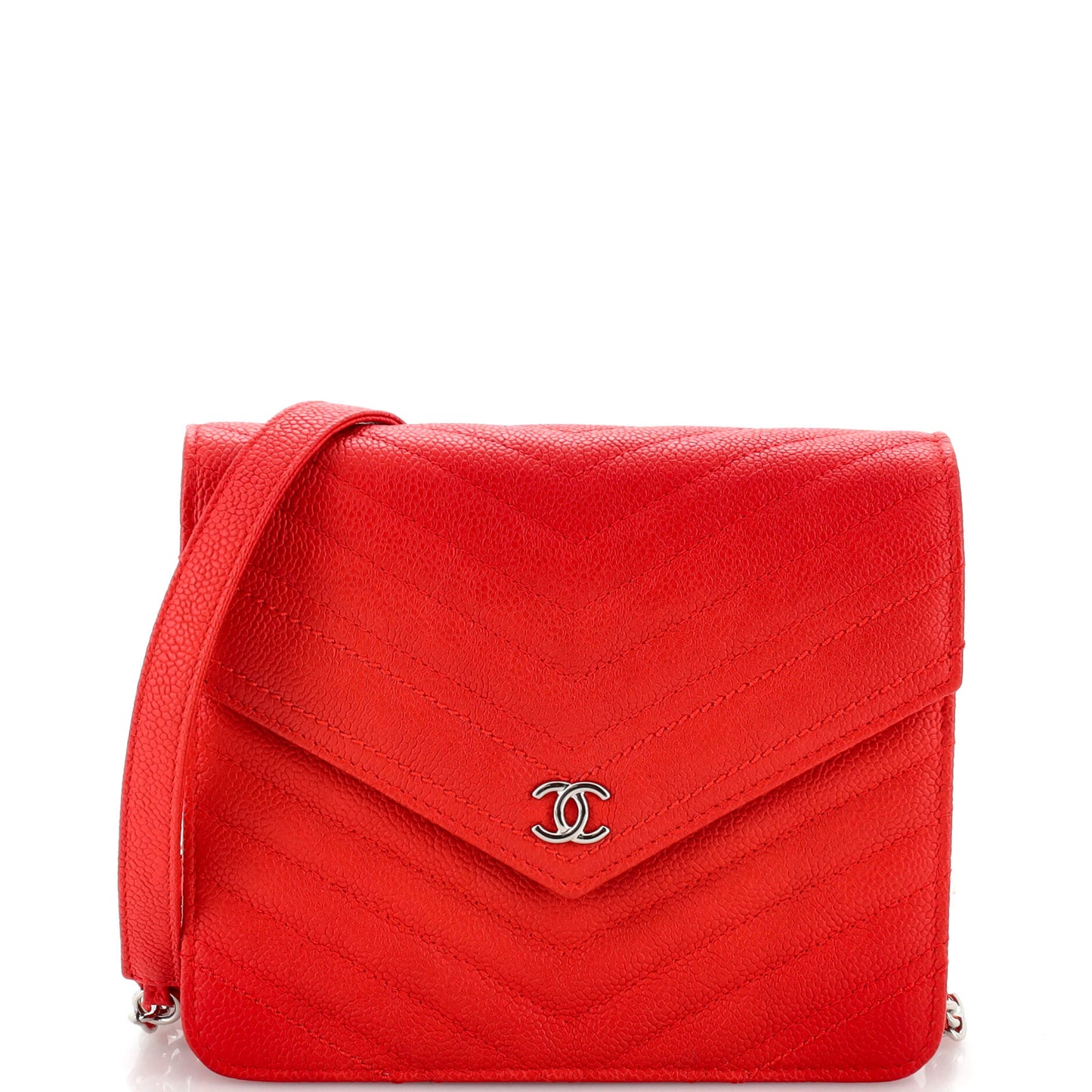 Square Wallet on Chain Chevron Caviar