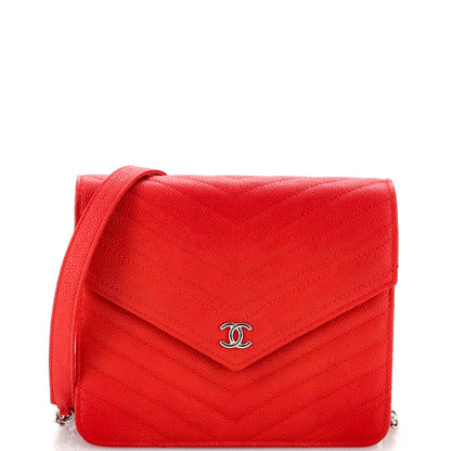 Square Wallet on Chain Chevron Caviar