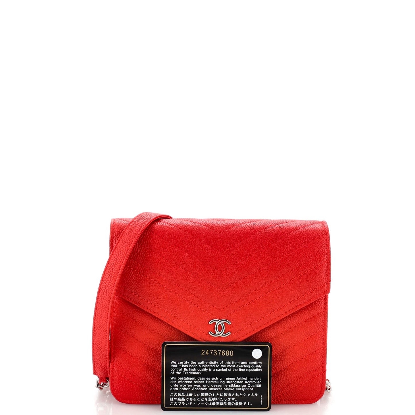Square Wallet on Chain Chevron Caviar