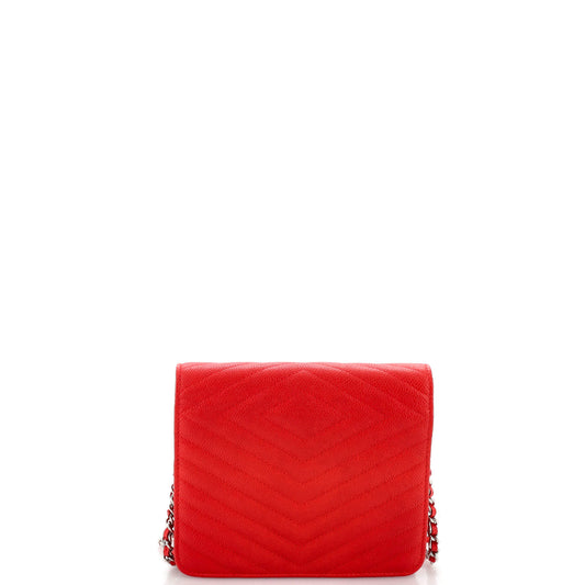 Square Wallet on Chain Chevron Caviar