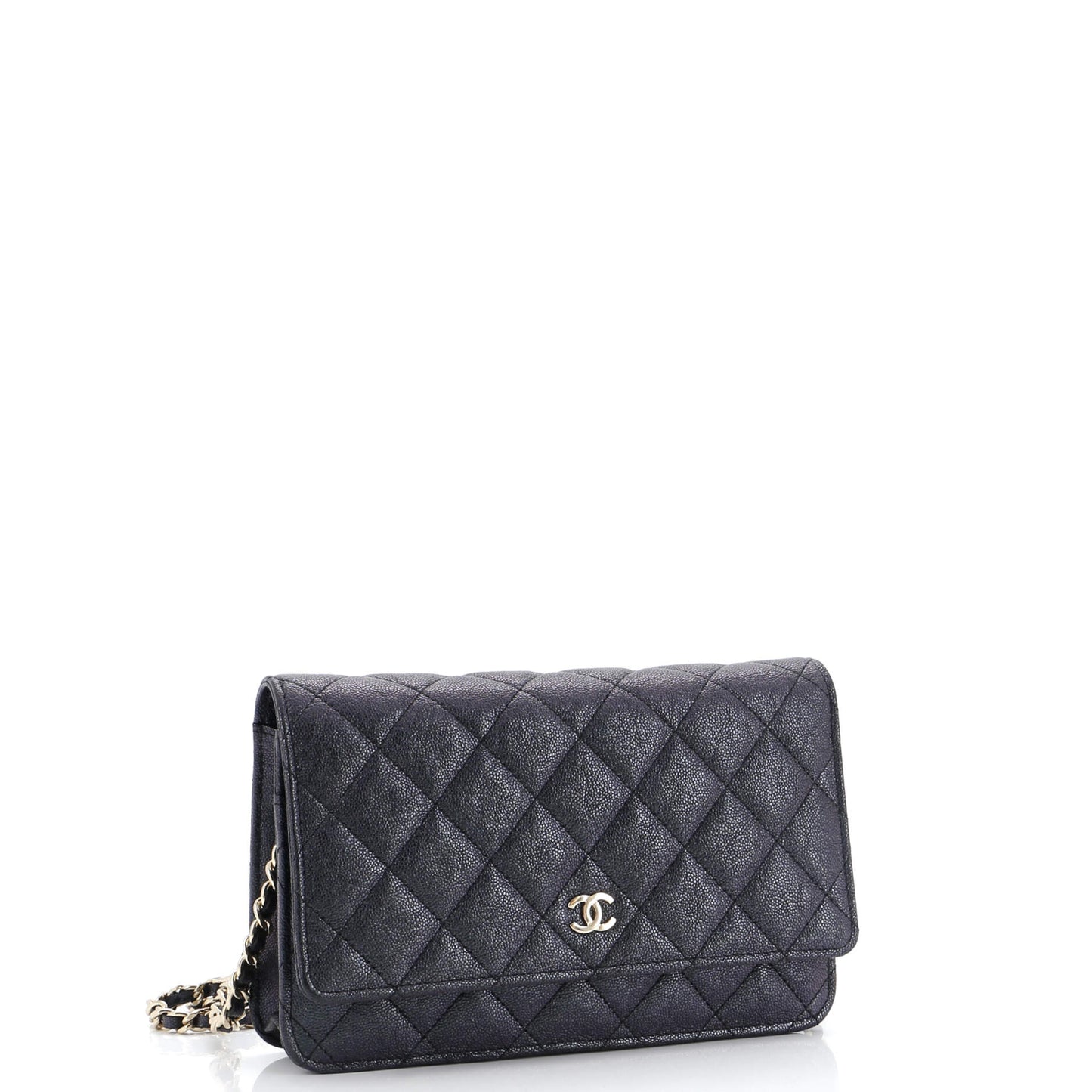 Wallet on Chain Quilted Iridescent Caviar