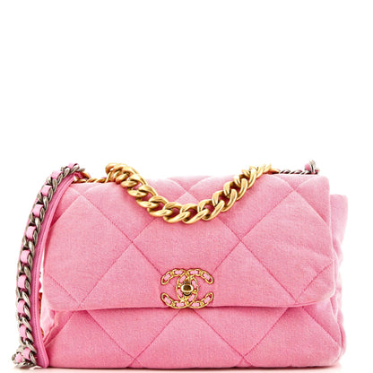 19 Flap Bag Quilted Denim Large