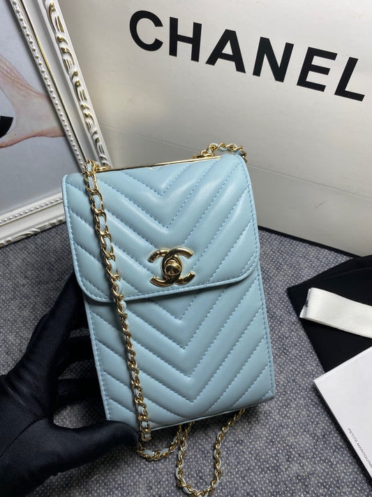 CHL -  Chevron Trendy CHL -  Phone Light Blue Bag For Women 18cm/7in
