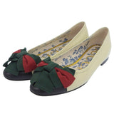 Gucci Leather Web Ribbon Flat Pumps