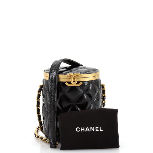 Crown Box Vanity Bag Quilted Patent Mini