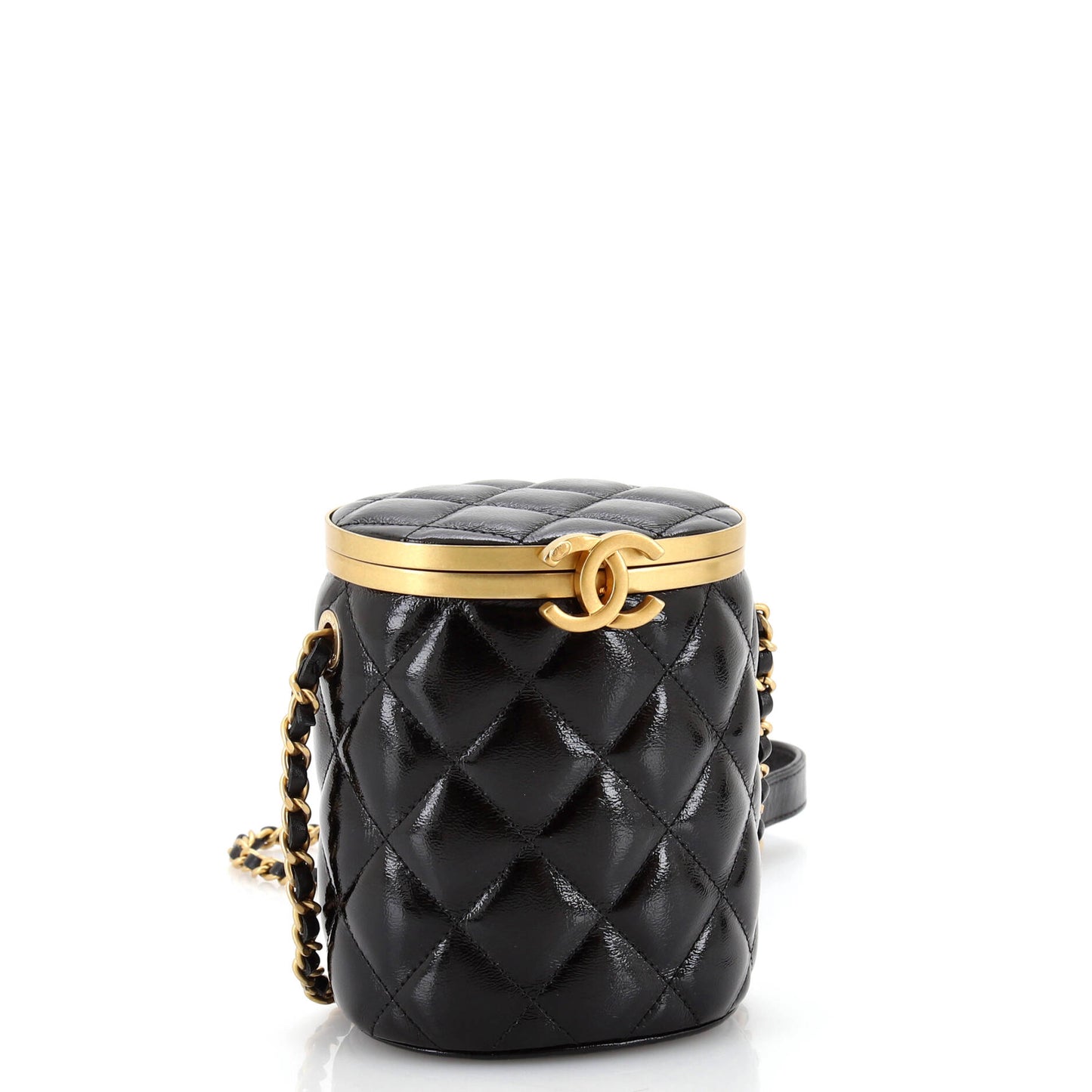 Crown Box Vanity Bag Quilted Patent Mini