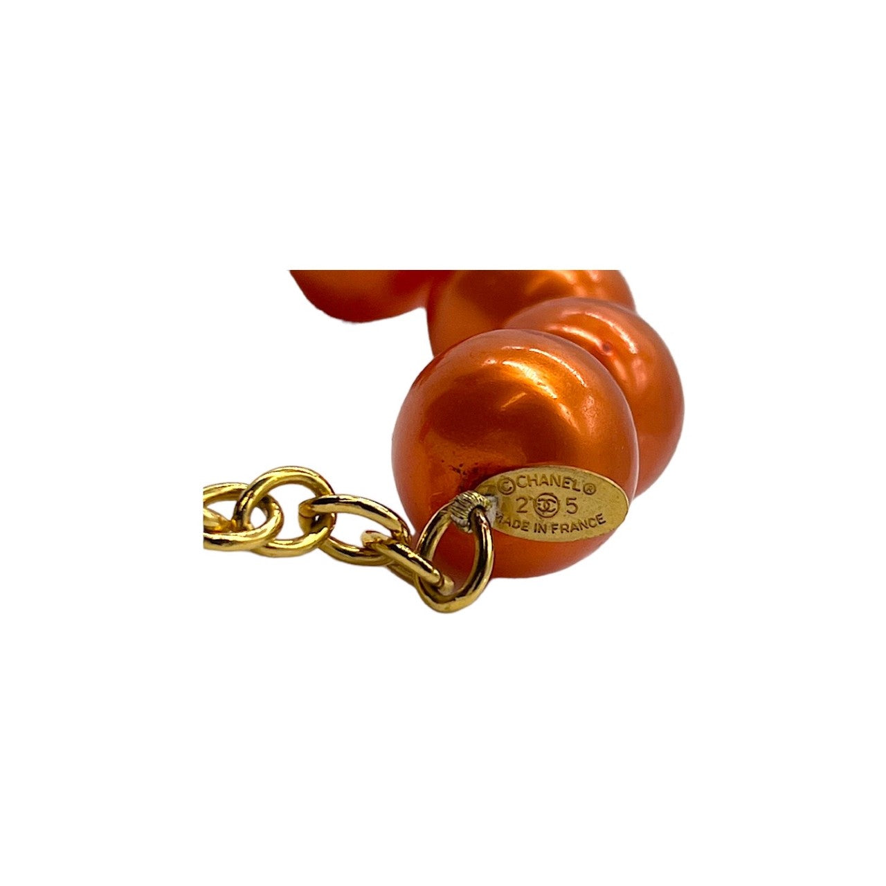 Chanel Red Orange Synthetic Pearl Necklace