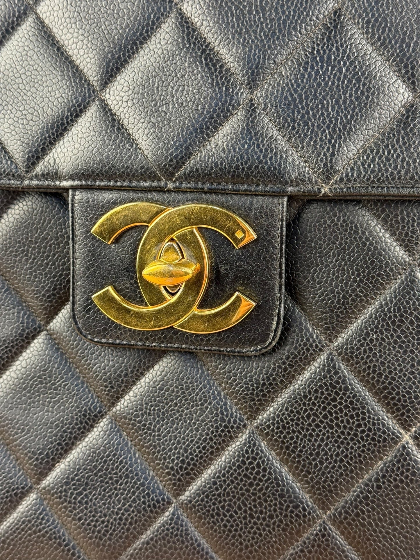Chanel Black Caviar Leather Briefcase 1992