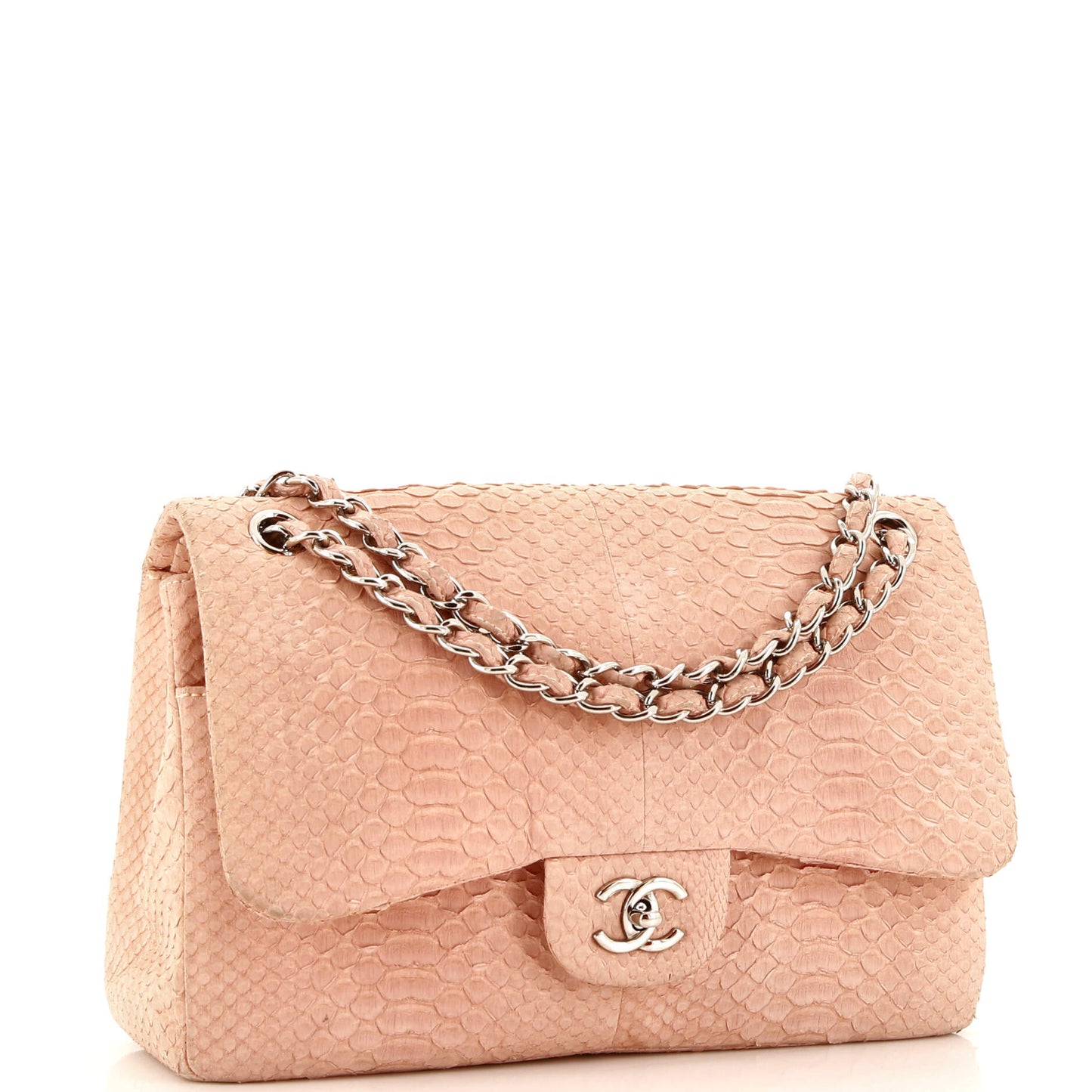 Classic Double Flap Bag Python Jumbo