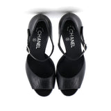 Women's CC Ankle Strap Metallic Platform Sandals Leather