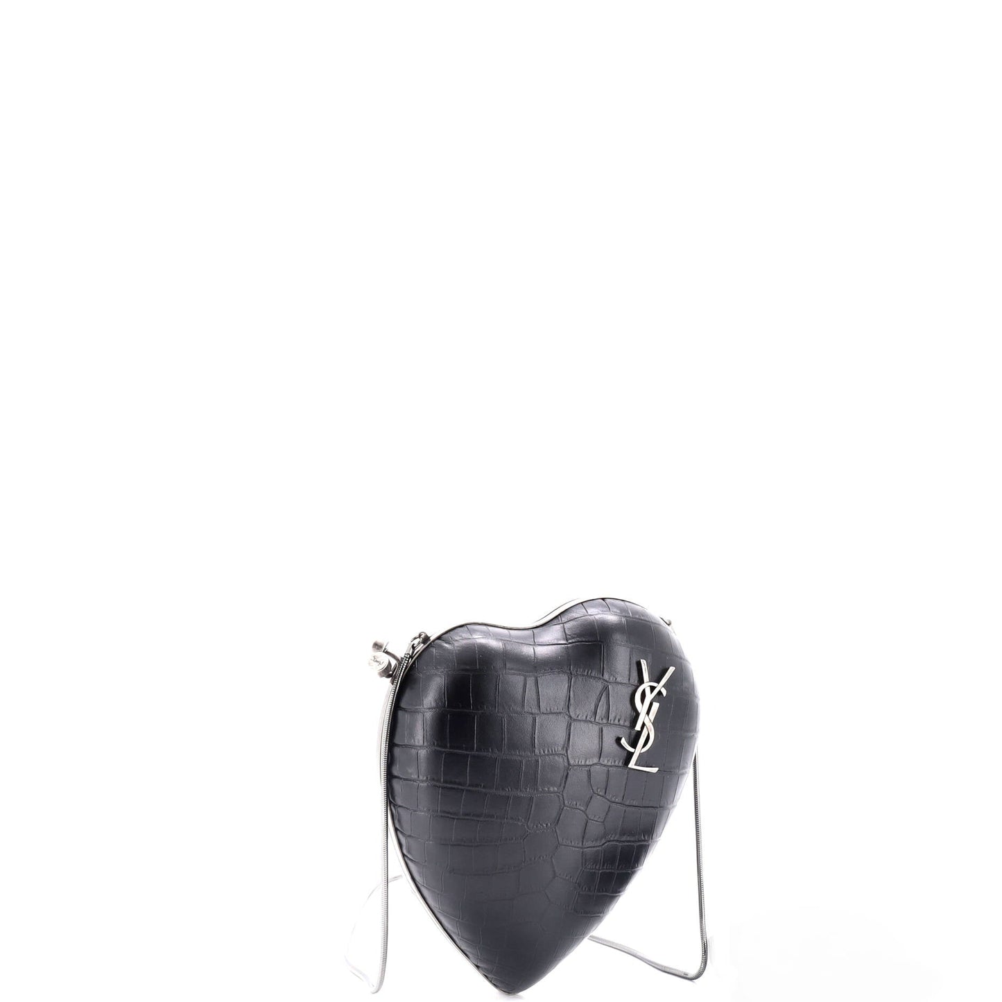 Love Heart Chain Box Clutch Crocodile Embossed Leather