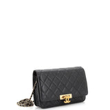 Golden Class Wallet on Chain Quilted Caviar
