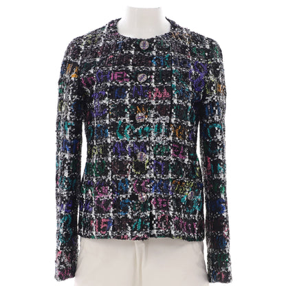 Women's Florence Two Pocket Collarless Button Up Jacket Sequin Embellished Polyester
