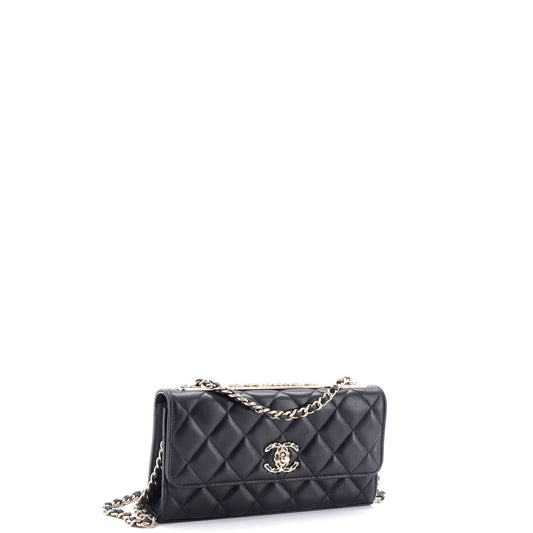 Trendy Chain CC Wallet on Chain Quilted Lambskin