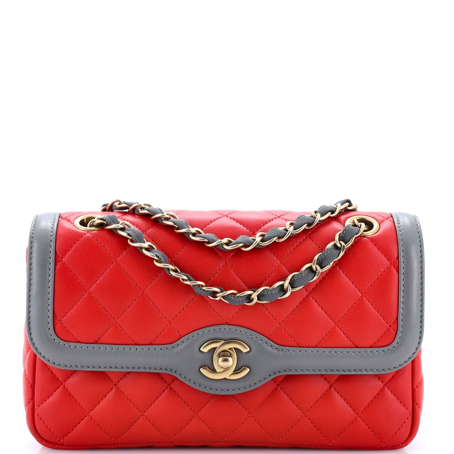 Two Tone Flap Bag Quilted Lambskin Small