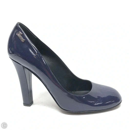 Shoes Luxury Designer By Gucci In Navy, Size: 8.5