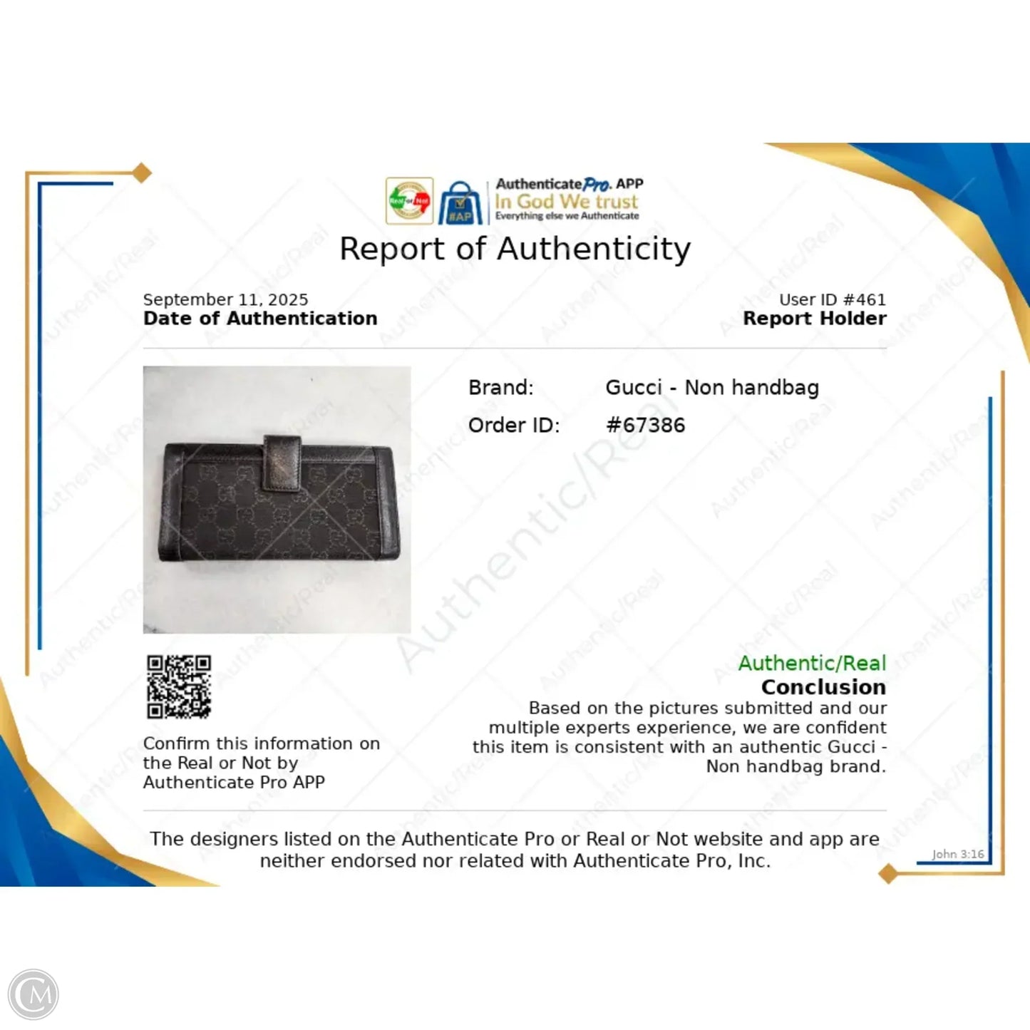 Wallet Luxury Designer By Gucci, Size: Large