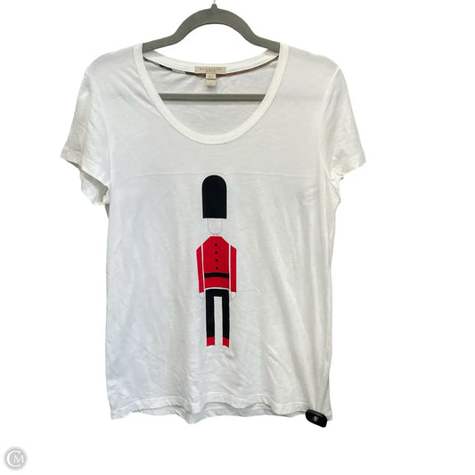 Top Short Sleeve Luxury Designer By Burberry In White, Size: M