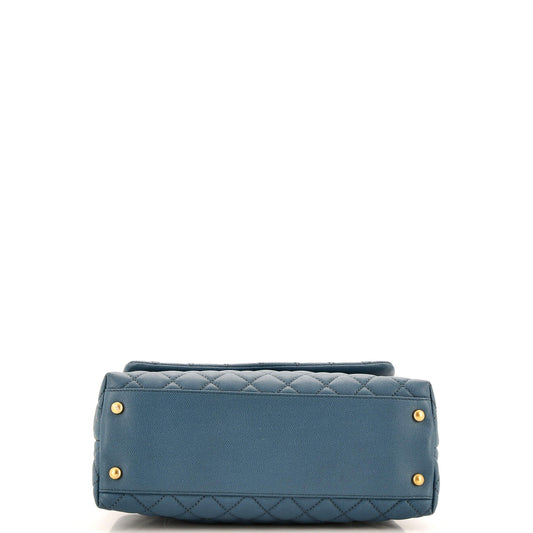 Coco Top Handle Bag Quilted Caviar with Lizard Small
