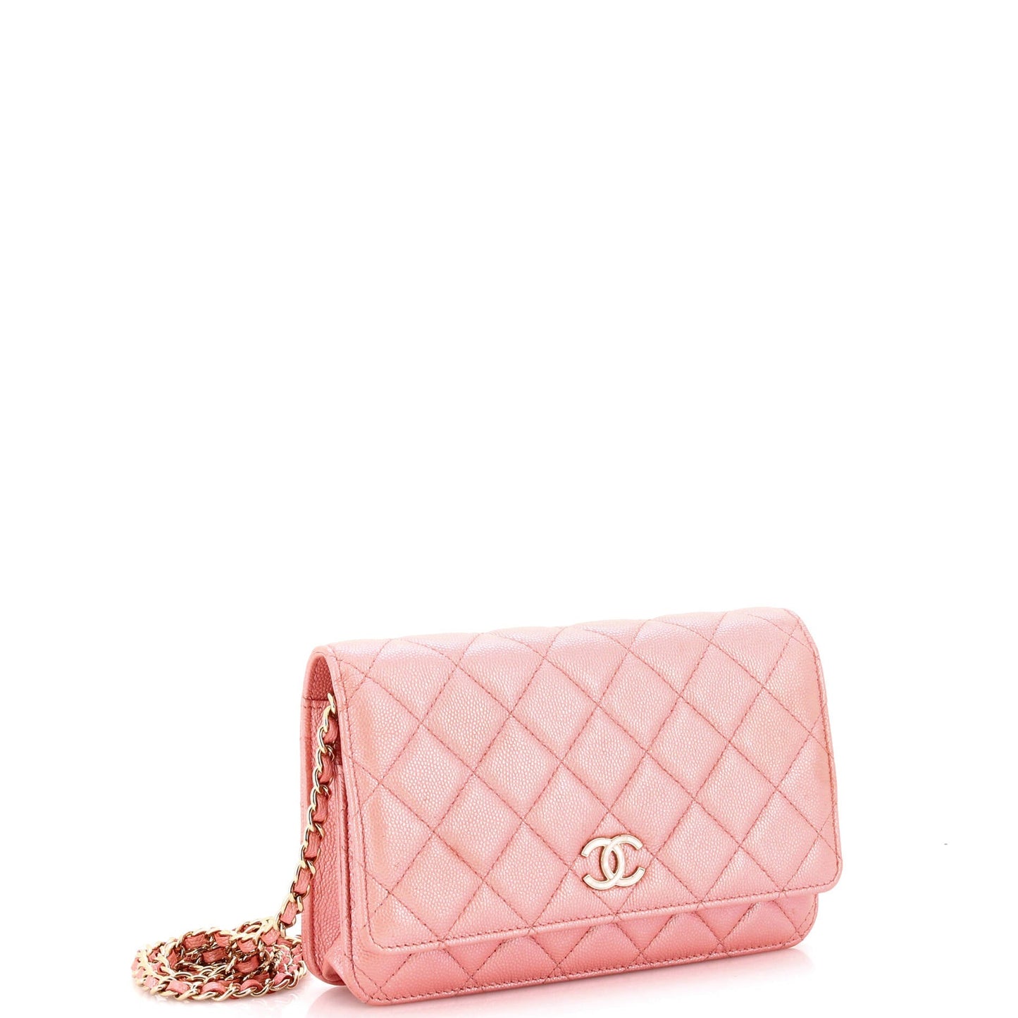 Wallet on Chain Quilted Iridescent Caviar