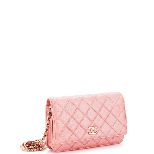 Wallet on Chain Quilted Iridescent Caviar