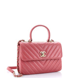 Trendy CC Top Handle Bag Chevron Lambskin Small