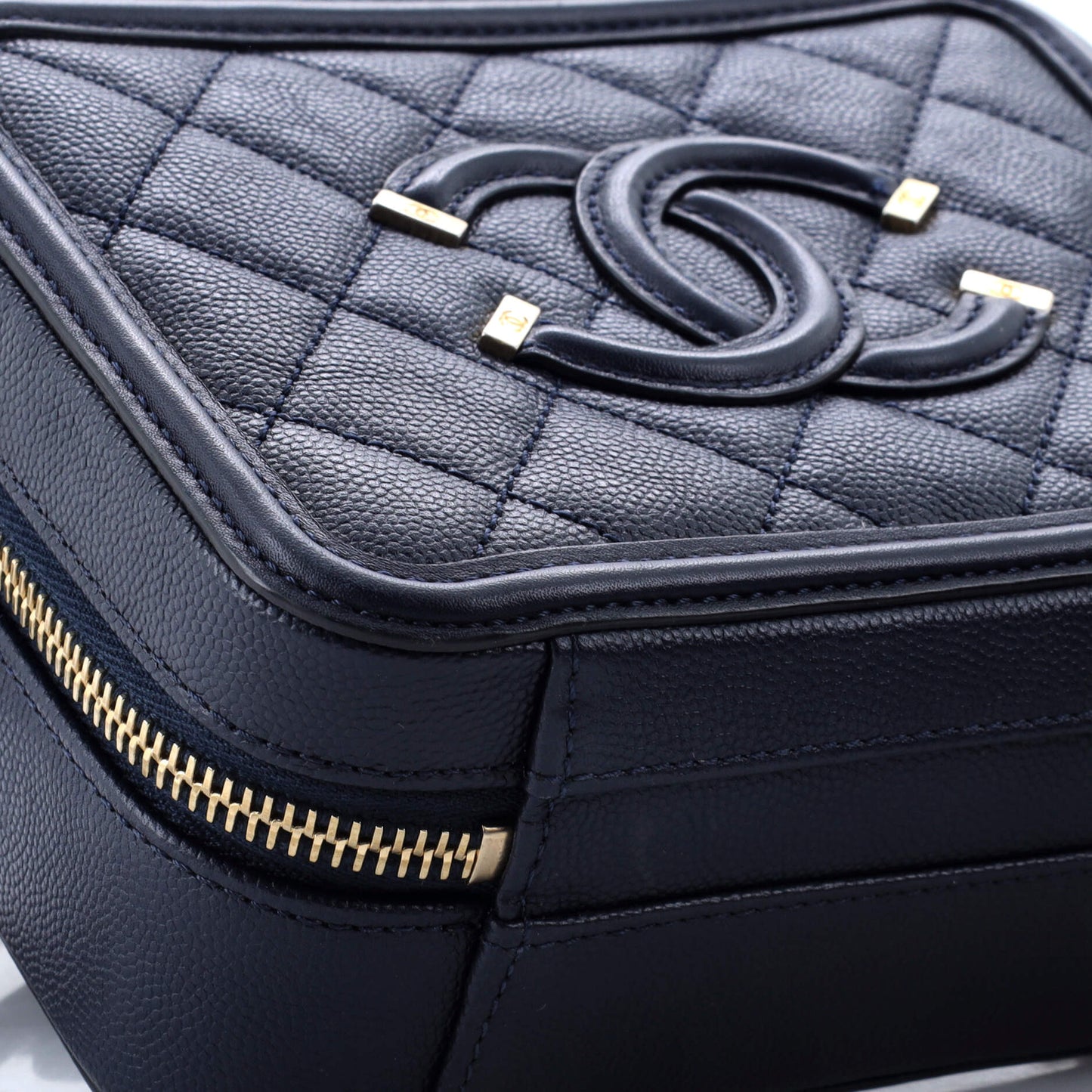 Filigree Vanity Case Quilted Caviar Small