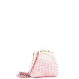 CC Kisslock Frame Clutch with Chain Quilted Tweed Mini